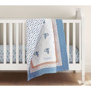 NWT Roller Rabbit Monkey Baby Quilt